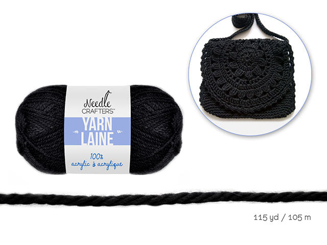 Needlecrafters' 50g Standard Ball of Dyed Acrylic Yarn in Black