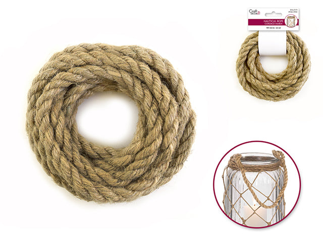 Craft Decor: Braided Nautical Rope in Jute, 10mm x 2.8m