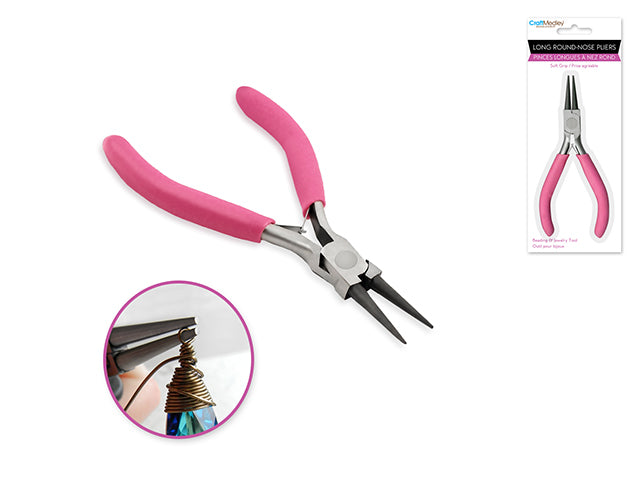 Long Round Nose Pliers with Soft Grip Handle for Beading/Jewelry Tool