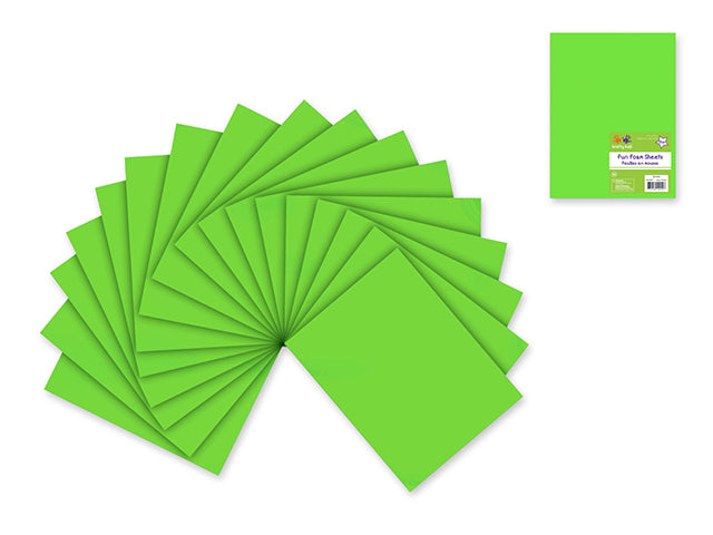 Fun Foam Sheets: 9"x12" Bulk 2mm Barcoded Sheets P) Neon Green