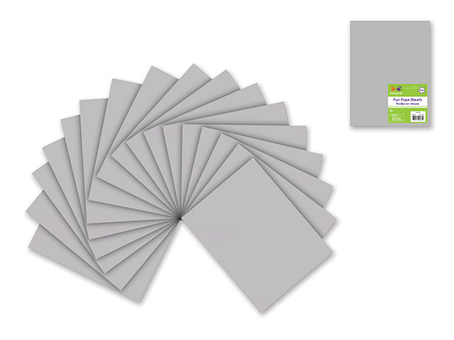 Fun Foam Sheets: 9"x12" Bulk 2mm Barcoded Sheets N) Grey Silver
