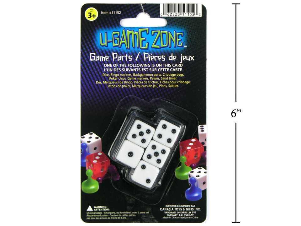 U-Game Zone 5-Piece Square Dice Set, Black/Chrome
