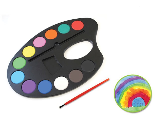 Krafty Kids Lil' Artist Watercolor Palette, 9.8"x6.6", 12-Color with Brush PDQ