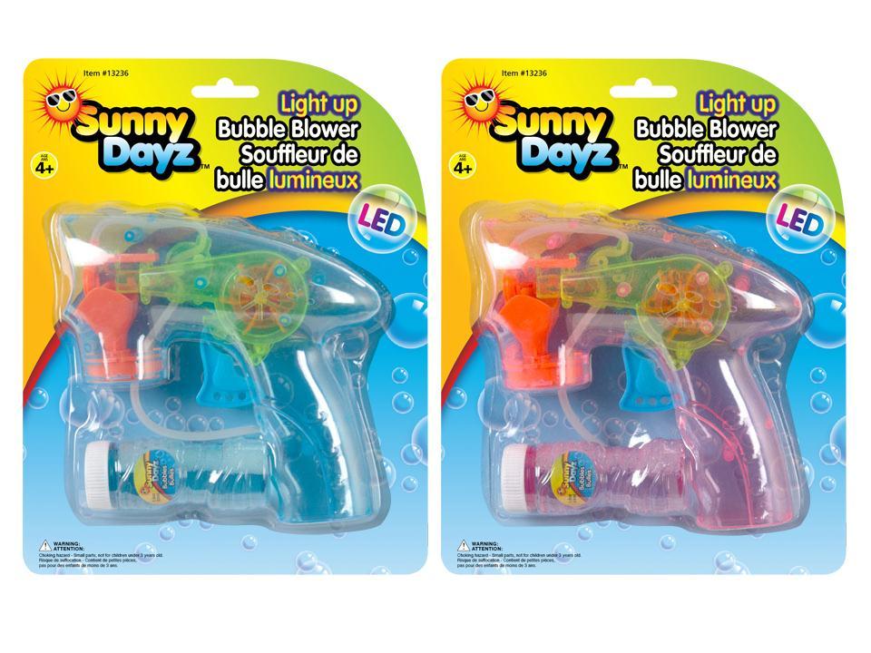Sunny Dayz Light-Up Friction Bubble Shooter w/1.8oz. Bubbles, 2/s, b/c