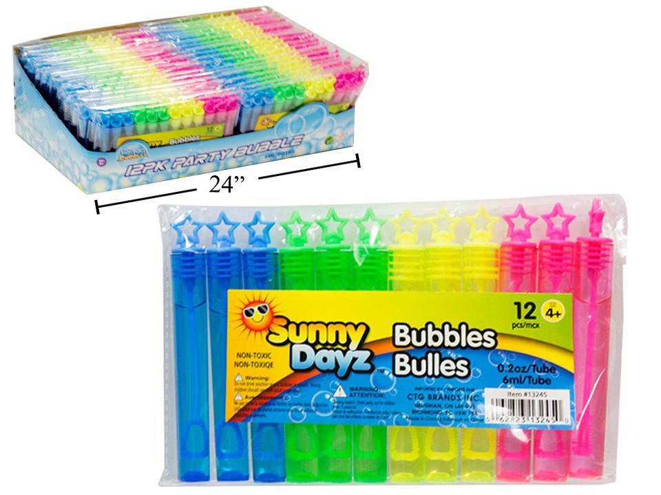 Sunny Dayz 12pk Party Bubble Sticks , 6ml/tube, 36/PDQ, shrink w/label