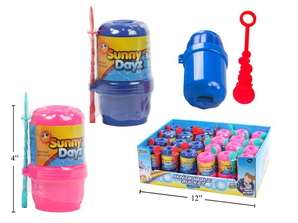 Sunny Dayz 40ml/1.35oz. Mini Bubble Bucket, 2/c, 24/PDQ (pink/blue)