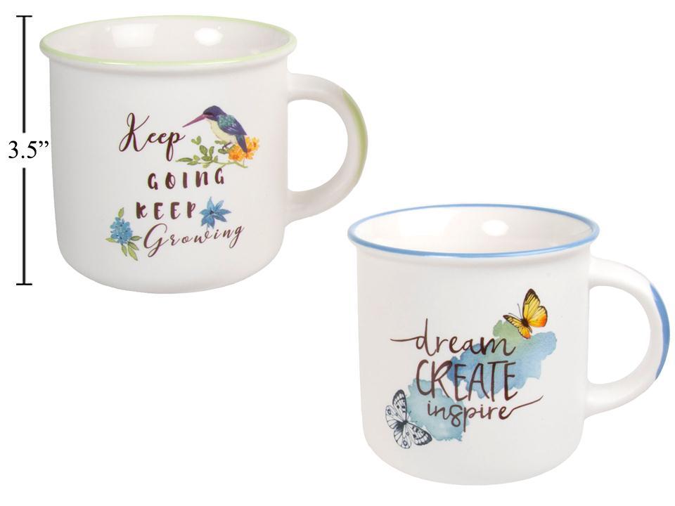 New Bone China 13oz. Enamel Look Mug, "Inspirational"