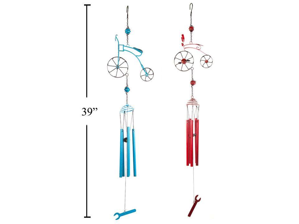 39" Bicycle Windchime, 2asst., Blue/Red, hang tag