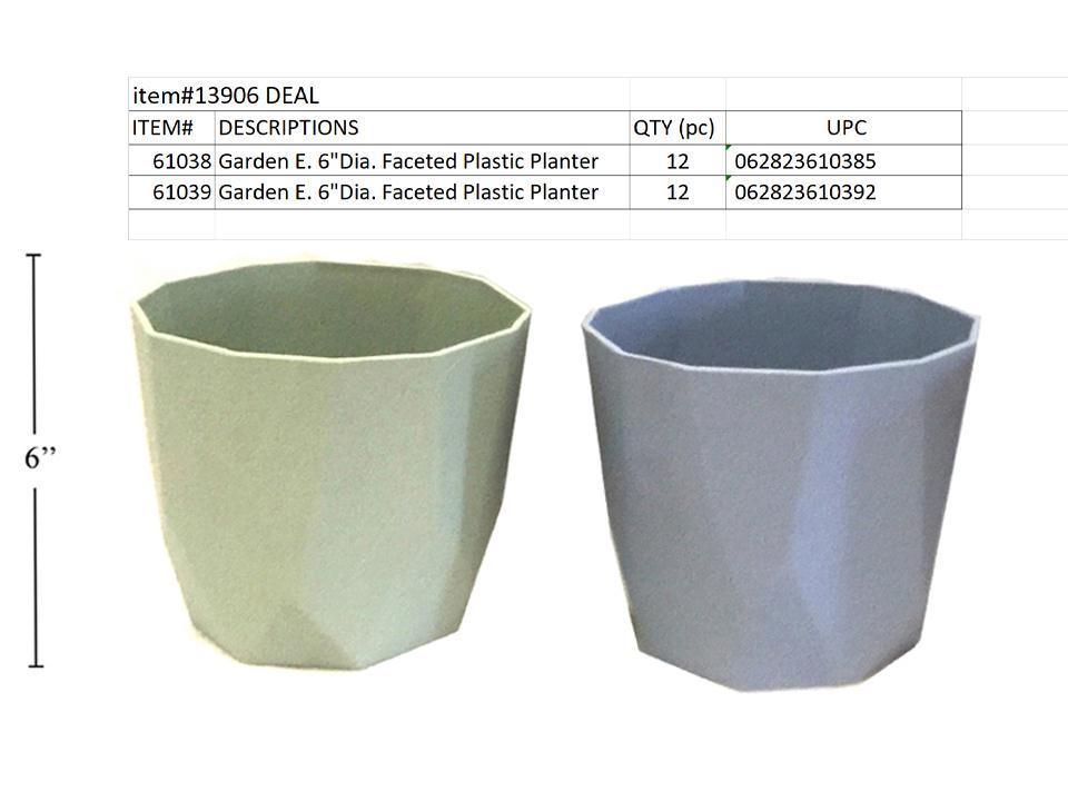 Garden E. 24pcs Faceted Plastic Planter