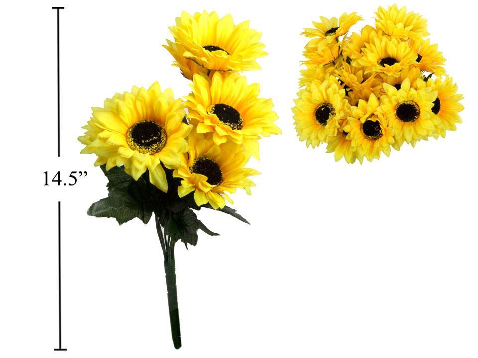 14.5"L 7 Stem Artifical Sunflowers Bunch, label