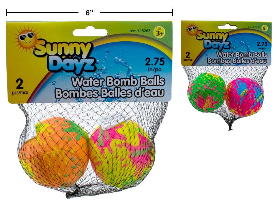 Sunny Dayz 2pk 2.75" Water Bomb Balls, 2/c, header card
