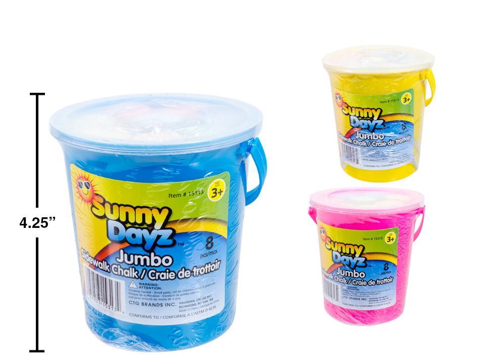 Sunny Dayz 8ct. Sidewalk Chalk in Bucket, 3 Colours, label(A382249)