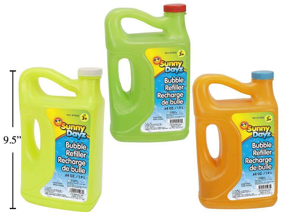 Sunny Dayz 64oz. Bubble Refiller, 3asst. Coloured Bottles, label