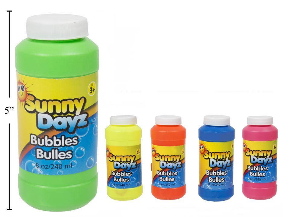 Sunny Dayz 8oz. Bubbles, 4asst. Neon Col. Bottles w/wand, label