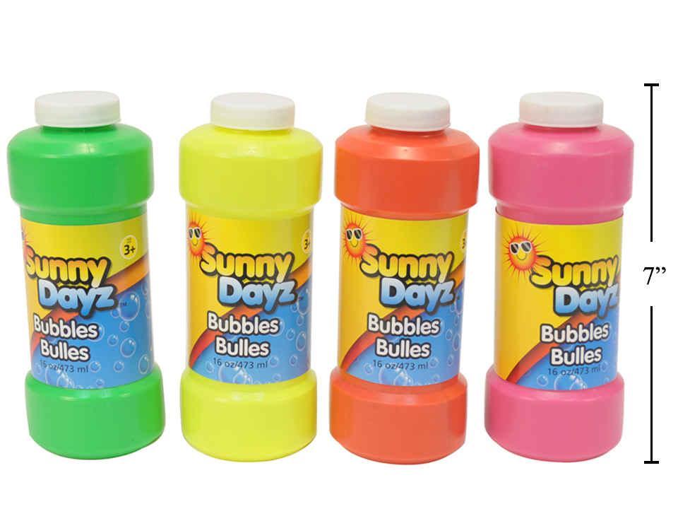 Sunny Dayz 16oz. Bubbles, 4asst. Neon Coloured Bottles w/Wand, label