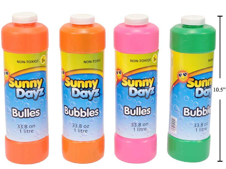 Sunny Dayz 33.8oz. Bubbles, 4asst. Neon Coloured Bottles, label