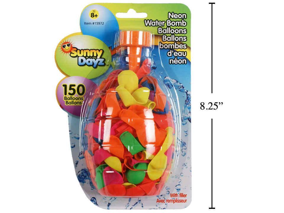 Sunny Dayz 150ct. Neon Water Bomb Balloons w/1 loader, b/c