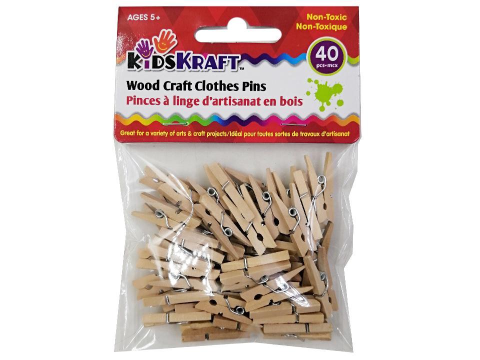 KD.Kr. 40-Piece Wood Craft Clothes Pins Set
