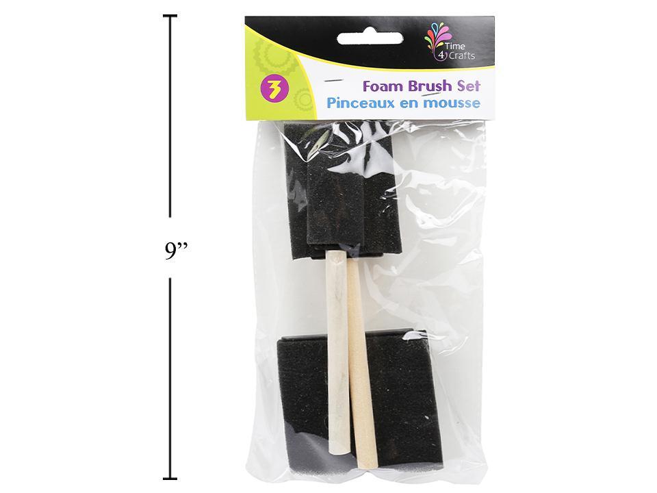 Time 4 Crafts 3-Piece Foam Brush with Wooden Handle