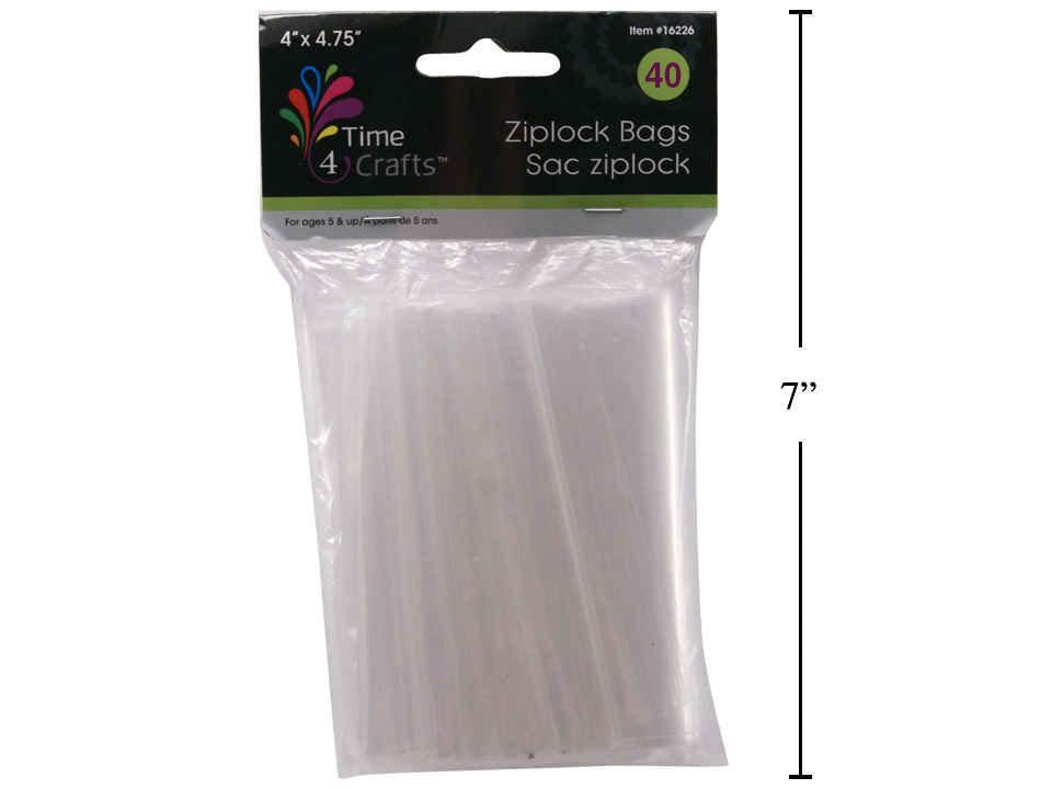 Time 4 Crafts 40-Piece Ziplock Bag Set, Dimensions: 4" Width x 4.75" Length