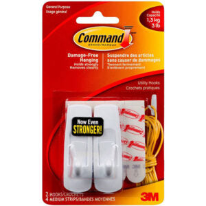 Command Strip Hangers with Damage-Free Hanging, Pack of 2