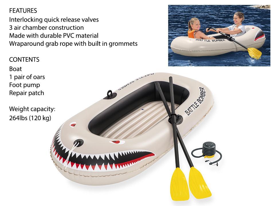 72.5"x36" Inflatable Battle Bomber Raft w/2 Oars & Pump