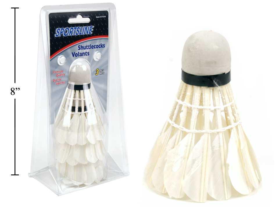 Sportsline 3pcs White Badminton Shuttlecocks, clam shell w/insert