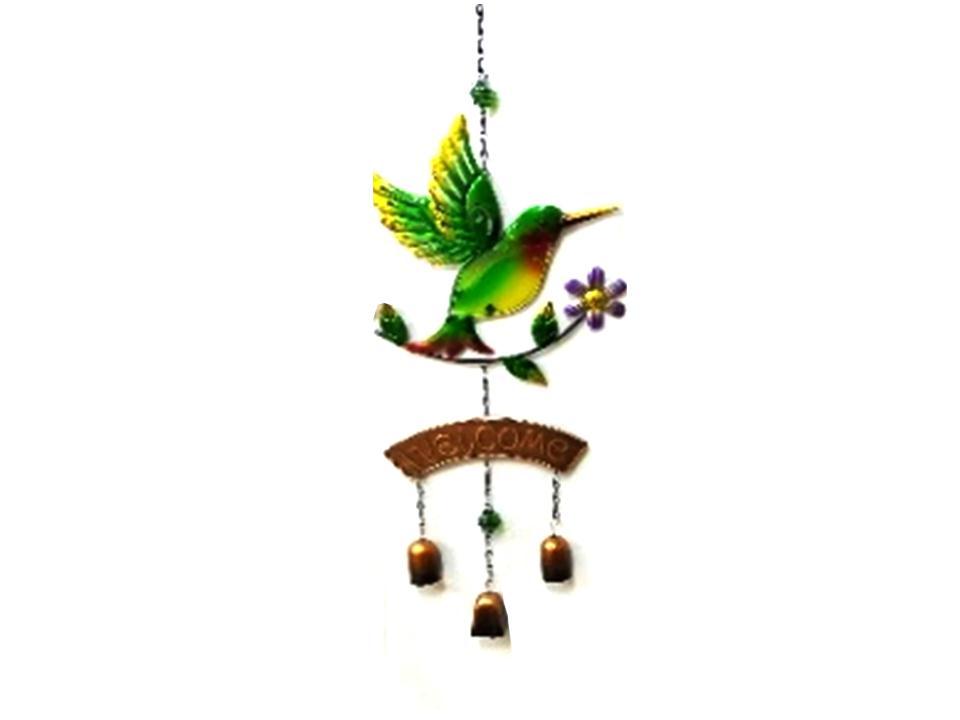 Country Garden 28.7'' Hummingbird Windbell, Metal+Glass