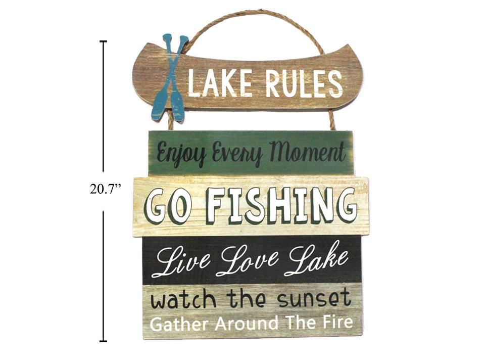 Country Garden 15.7"x29.7" MDF Wall Plaque, ''LAKE RULES'', upc