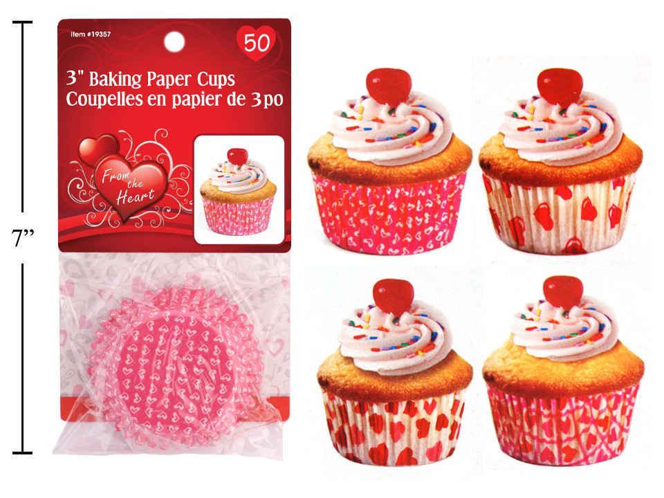 V'tines 50pcs 3" Baking Cups, 4asst., polybag w/header card
