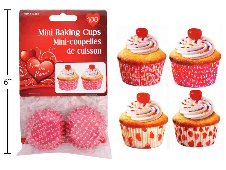 V'tines 100pcs 3" Mini Baking Cups , 4asst., polybag w/header Card
