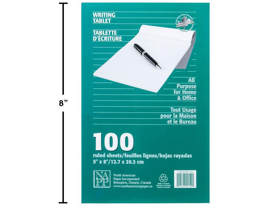 100-sheet 5x8"Ruled Writing Tablet