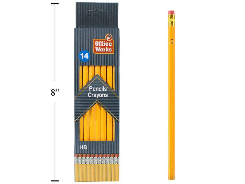 O.Wks. 14-pc. HB Pencil with Eraser w/box (A192222)