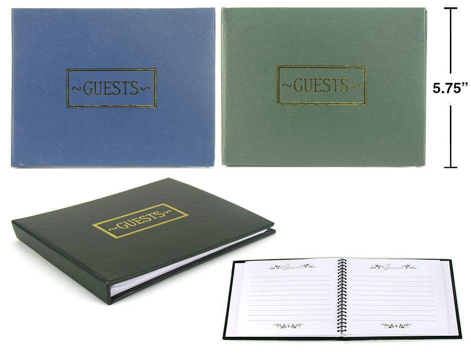 7.5" x 5-7/8" Hard Cover Guest Book in 3 Colors, Available in Bulk