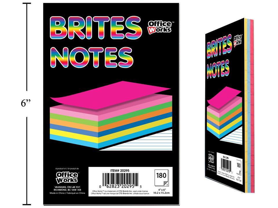O.Wks 180-Sheet 4 x 6" Ruled Brites Notes