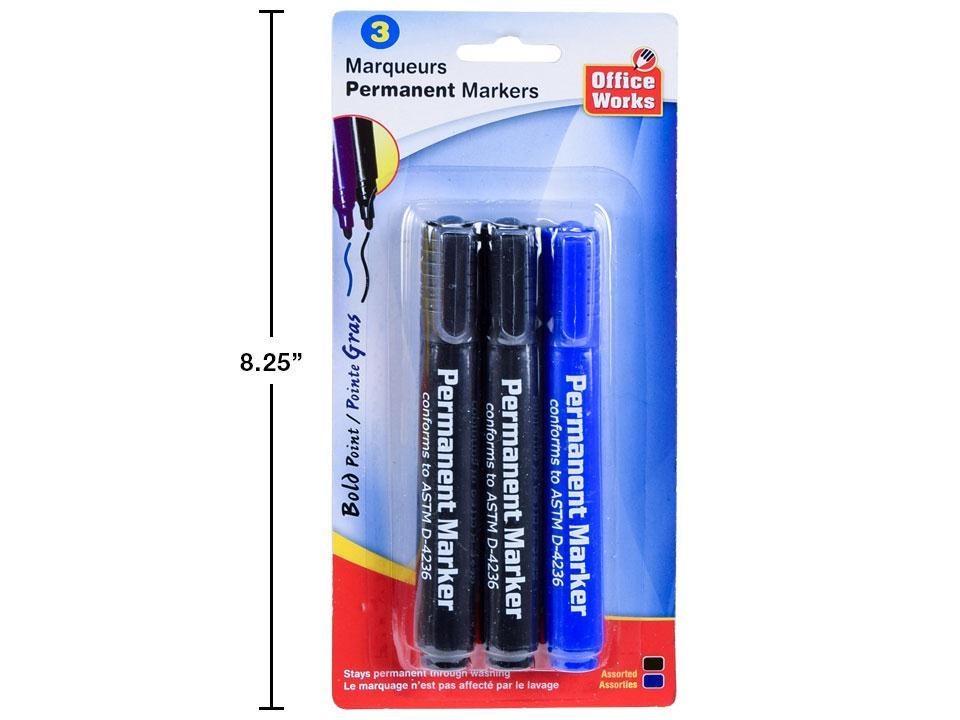 O.WKs. 3-pc Permanent Markers, 2 Colours, b/c (A115599)