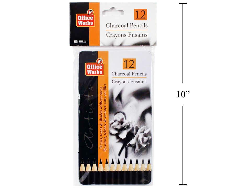 O.WKs. 12-Piece Charcoal Pencils Set