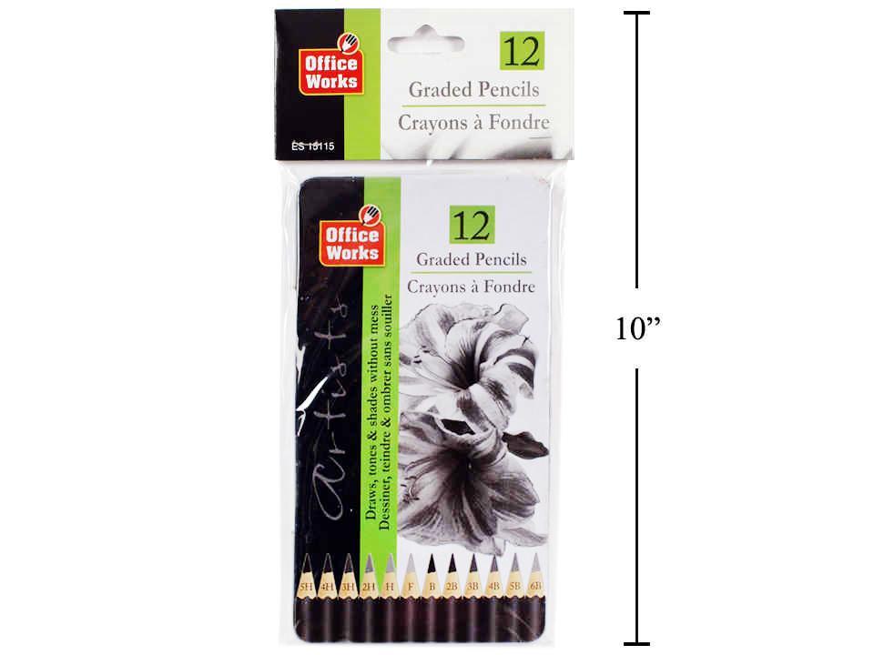 O.WKs. 12-Pc Graded Pencils in Tin Box, pbh (ES15115)
