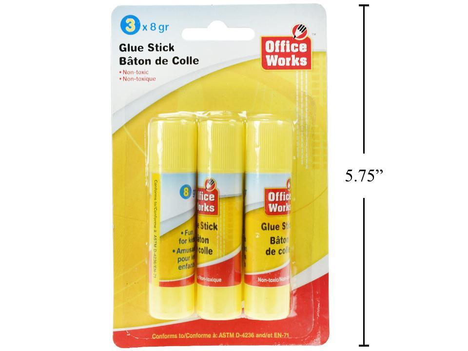 O.WKs. 3-pc 8-gram Glue Sticks, b/c (A199763)