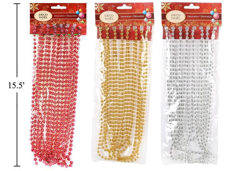 Deco N. 15ft. Bead Garland, 3 cols: Red/Gold/Silver, header