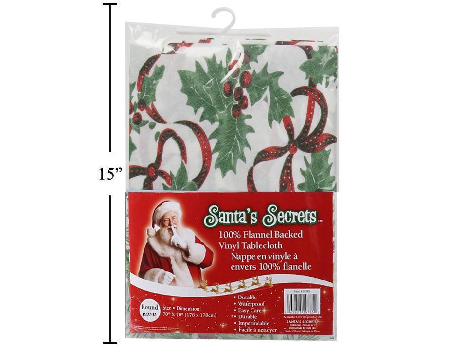 S.Secrets 70"Dia. Vinyl Tablecover w/Flannel Back-Round, colour insert