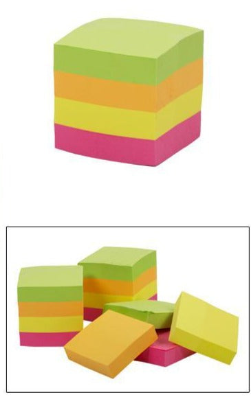 O.WKs 400 Sheets Sticky Cube 4 Multi Clrs