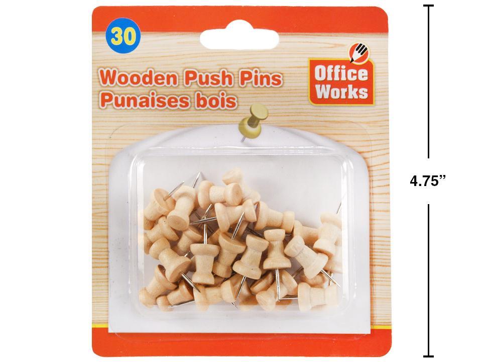 O.WKs. 30-Piece Wood Push Pin Set