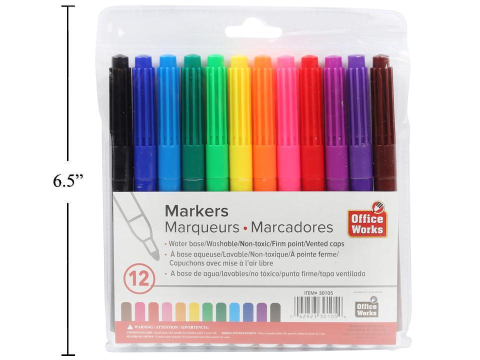O.WKs. 12-Piece Colour Marker Set with Vinyl Bag and Printed Insert (HZ)