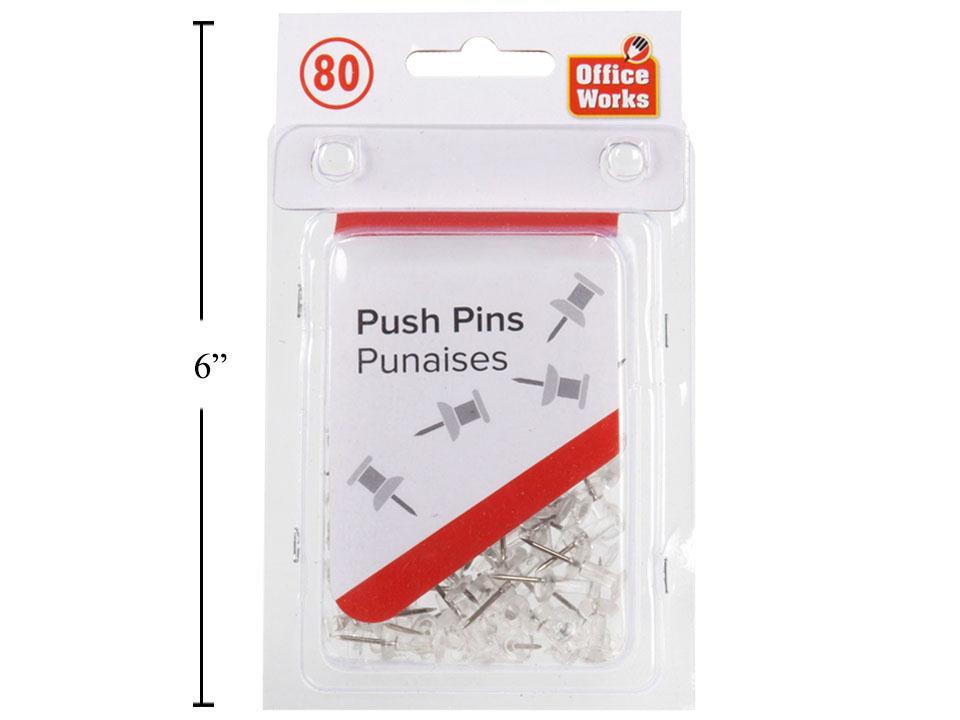 O.WKs. Clear 80-Piece Push Pins with Header Case