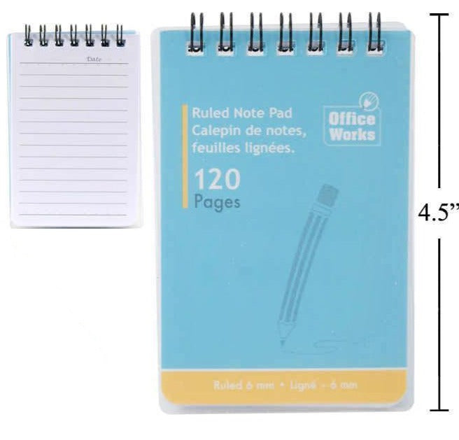 O.WKs. 120-Page Plastic Cover Note Pad
