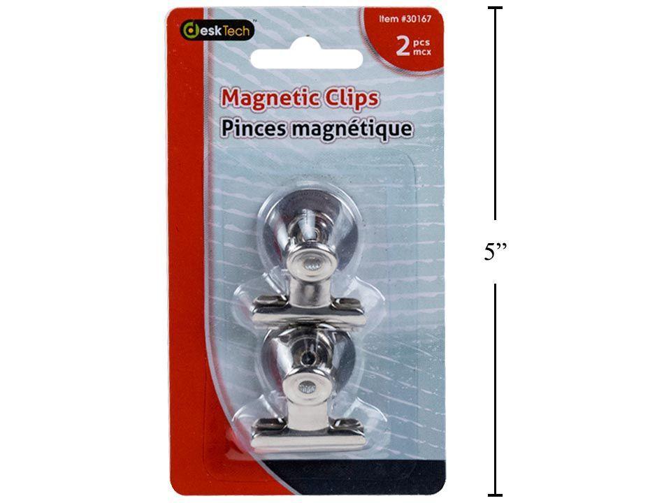 Desk Tech 2-Piece 1" Magnetic Bulldog Clip, Black/Chrome