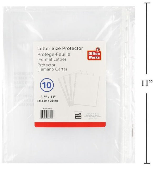 O.WKs. 10-pc Sheet Protector, 8.5"x 11" pp bg w/lbl