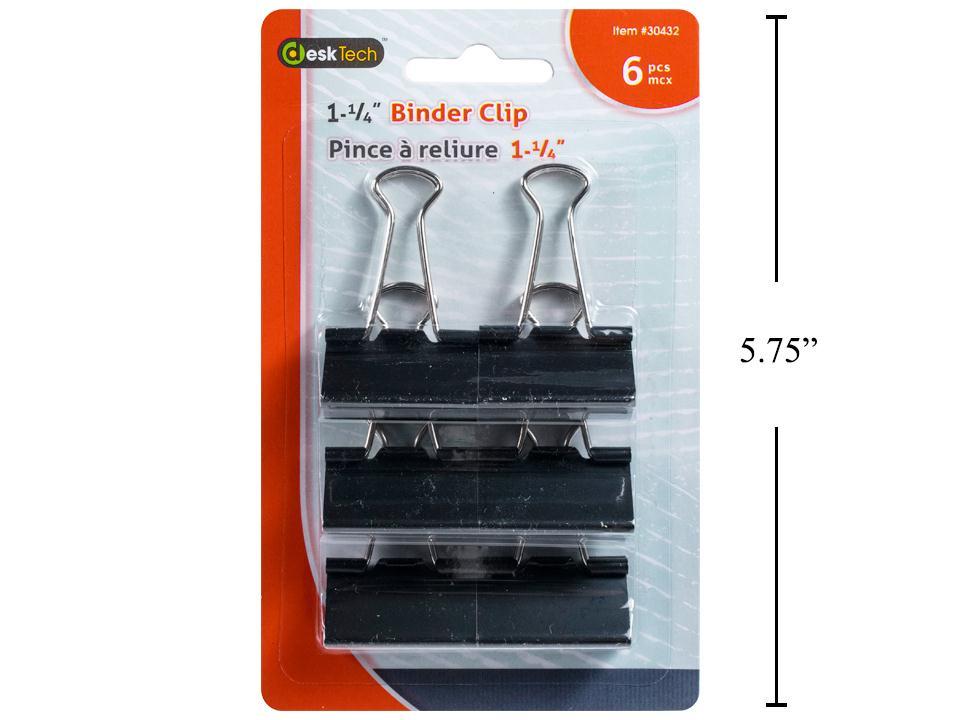 Desk Tech 6-Piece 1.25" Black Binder Clip