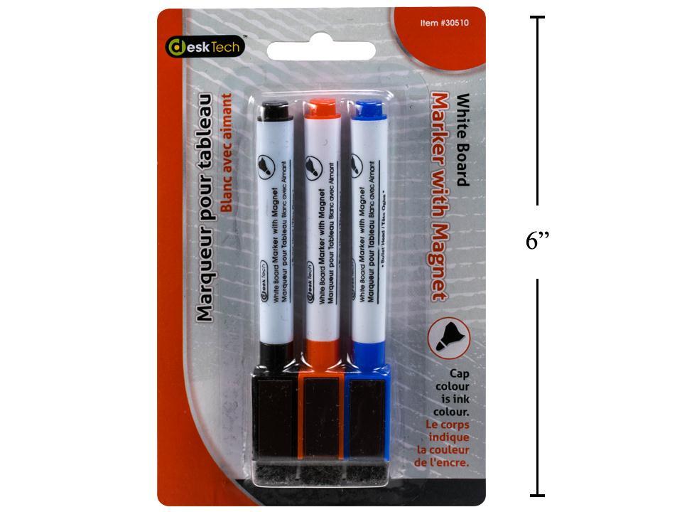 Desk Tech 3-Colour Magnetic Marker with Eraser, Board Cleaner Included